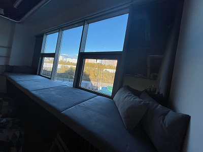 Серый матрас на подоконник, любой размер, толщина, ткань на заказ от фабрики Gliver. Отзыв клиента на матрасик и подушки фабрики Гливер. 5 звезд. 